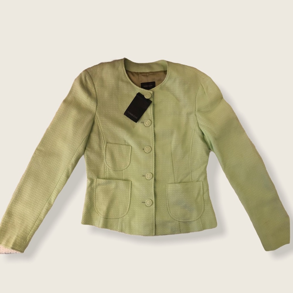 Tombolini Women’s Blazer Suit Jacket Coat Woven Green NWT Size 44 / US 8